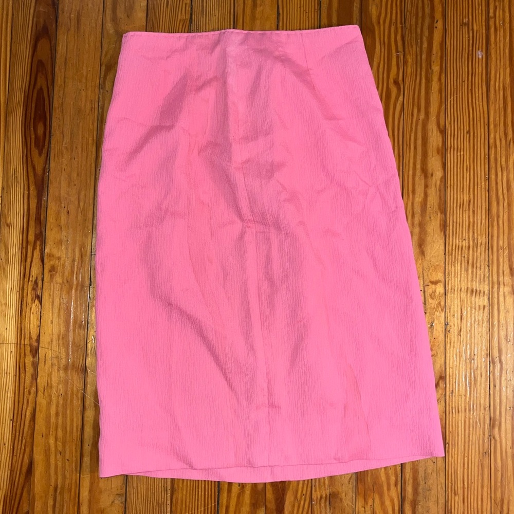 Vintage hot pink pencil skirt handmade lined rayon size S 60’s rock and roll